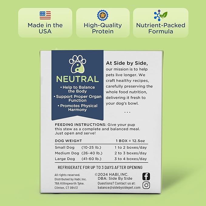 Side by Side Beef & Salmon Stew - Neutral Wet Dog Food & Dog Food Topper - Made with Nutrients & Whole Raw Ingredients - Human-Grade, No Artificial Additives or Fillers - USA Made (12.5 oz, 3-Pack)