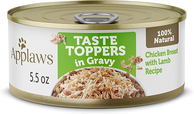 Applaws Taste Toppers, Grain-Free Dog Food Topper, Limited Ingredient, Chicken Breast with Lamb in Gravy (12 x 5.5oz Cans)