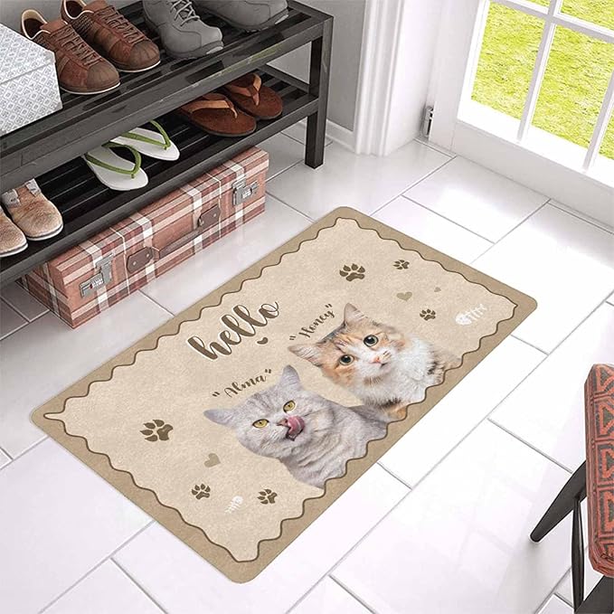 Styler-5 Personalized Dog & Cat Doormat, Custom Pet Door Mat for Dog Lovers - Funny 'Hello Home' Design - 24x16inch, One Size