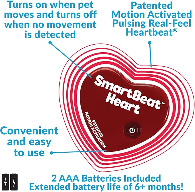 Snuggle Puppy Replacement Motion-Activated SmartBeat Heart for Stuffed Animals and Anti-Anxiety Toys for Dogs