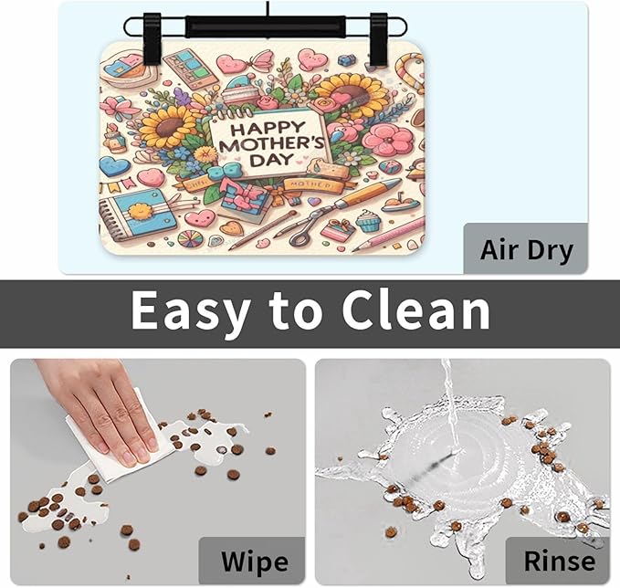 Pet Feeding Mat Absorbent Dog Mat for Food Water Bowl No Stains Quick Dry Water Dispenser Mats Happy Mother's Day Sunflower Gift Mom Dp Dog Accessories Pet Supplies Bowl for Messy Drinkers 24x16In