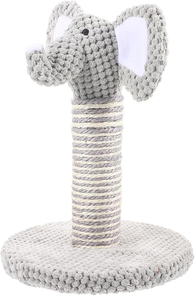 Yardwe Elephant-Shaped Cat Scratching Post Small Size Wear-Resistant Floor Scratching Pole Comfortable Kitten Scratcher for Indoor Cats Household Use