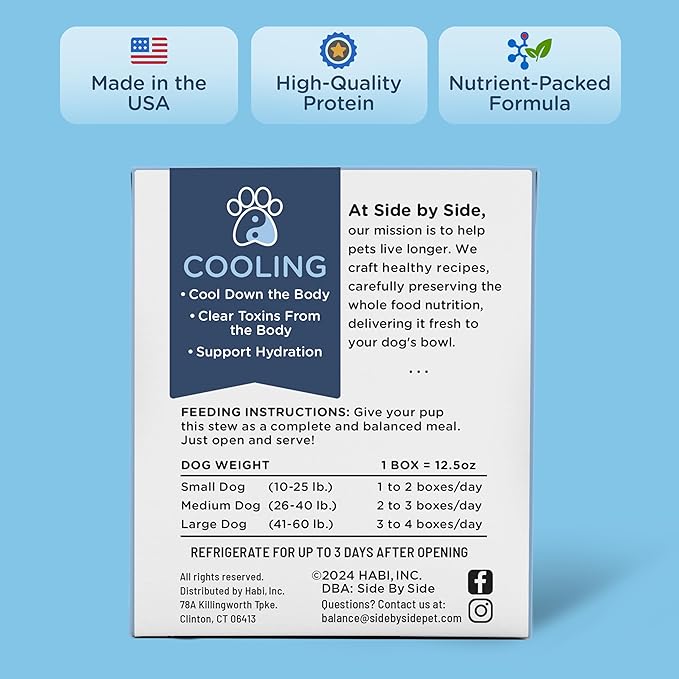 Side by Side Pork & Rabbit Stew - Cooling Wet Dog Food & Dog Food Topper - Made with Nutrients & Whole Raw Ingredients - Human-Grade, No Artificial Additives or Fillers - USA Made (12.5 oz, 12-Pack)