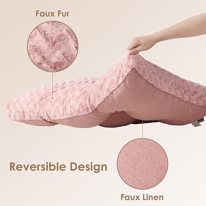EHEYCIGA Washable XL Dog Bed for Crate 41x27 Inch, Reversible Kennel Pad for Extra Large Dogs Weight Up to 75 lbs, Plush and Comfy Pet Sleeping Mat, Pink
