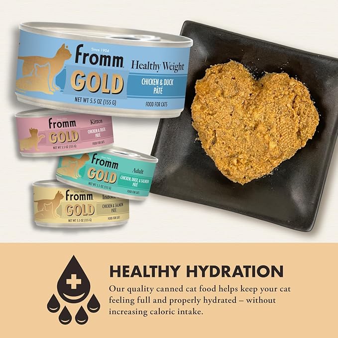 Fromm Healthy Weight Gold Chicken & Duck Pate Cat Food - Premium Wet Cat Food - Chicken Recipe - Case of (12) 3 oz Cans