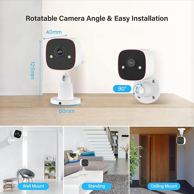 Jennov 2K Security Cameras, WiFi Indoor Cameras for Home Security, Plug in Powered Pet Cams, Dual-Band (5GHz/2.4GHz), Color Night Vision, 2-Way Audio, Human Motion Detection, IP66 Waterproof Outdoor