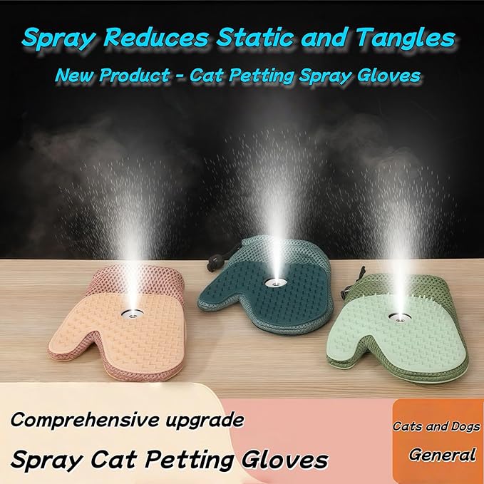 All-in-One Grooming Mist Glove for Pets,2025 Pet Hair Remover Glove,Cat and Dog Grooming Gloves, Cat Brush Glove for Bed Sheets Couch Clothes Carpet Car Seat,Pets Spray Gloves Deshedding Tools (Pink)