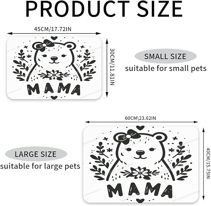 Pet Feeding Mat for Dogs Cats Happy Mother's Day Floral Gift for Mom Mama Absorbent Dog Food Mat Non-Slip Waterproof Placemat Quick Dry Pet Supplies Bowl Mats