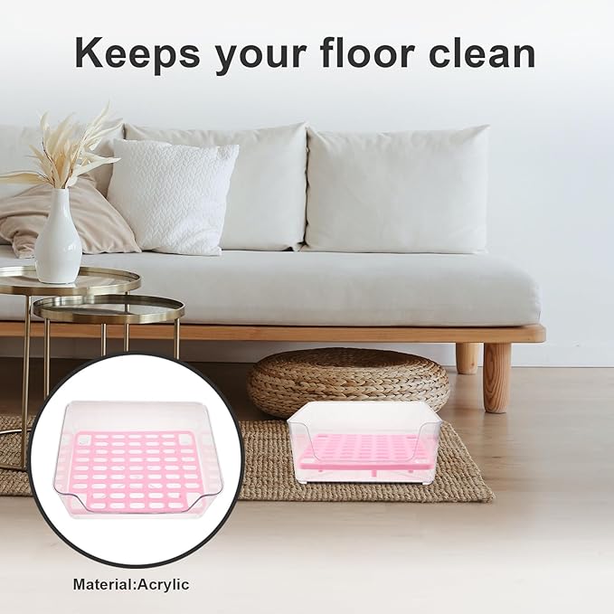 Pet Litter Box Semi-Enclosed Acrylic Cat Toilet with Anti-Splash Design Medium Size Pink Portable Cat Bedpan for Indoor Housebreaking