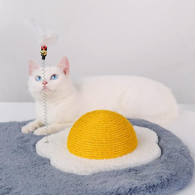 Cat Scratch Posts Round Cat Scratcher Poached Egg Wear-Resistant Round Claw Ball Scratching Board for Cats with Funny Cat Dtick Scratching Posts for Indoor Cats Scratching Pads for Indoor