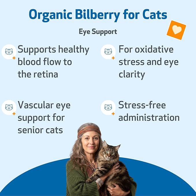 Pet Wellbeing Bilberry for Cats - Eye & Vision Support with Antioxidants, Capillary Health, Retinal Support - NASC Certified & Vet-Formulated - 2 oz Liquid
