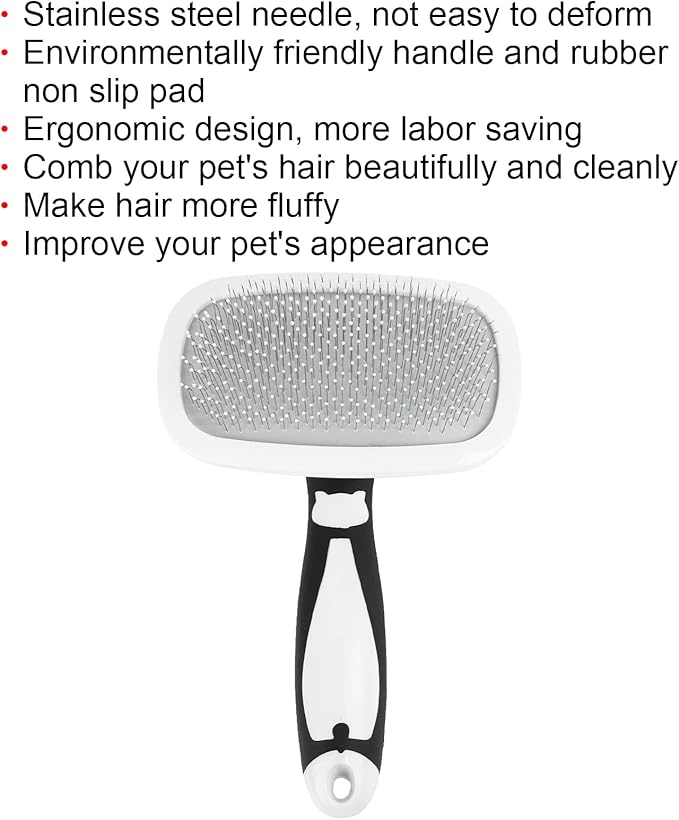 Brrnoo Self Cleaning Hair Brush, Dog Brush for Shedding Pet Grooming with Stainless Steel Needle 360 Degree Rotatable Cat Slicker Comb Cat for Kitten Massage Removes Loose Fur (White)