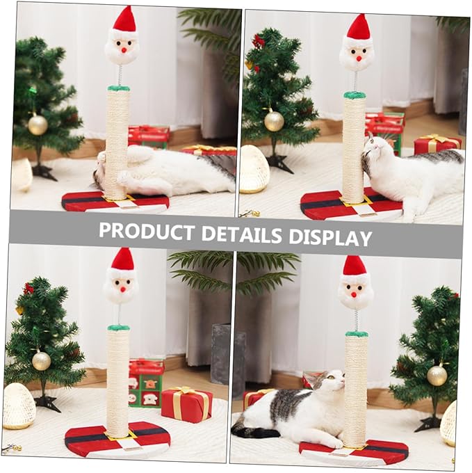 UPKOCH Christmas Cat Scratching Post Vertical Sisal Activity Tower Indoor Kitten Scratcher for Daily Use
