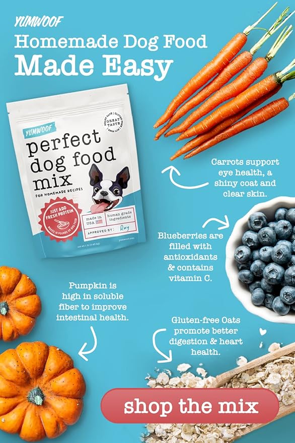 Yumwoof Perfect Dog Food Mix New (Healthy Grains) Recipe with Improved Taste | Makes 10 Pounds Fresh Homemade Food | Mix Turkey, Beef, Pork, Bison, Lamb, Elk & More | Human Grade, Low Carb & Non-GMO