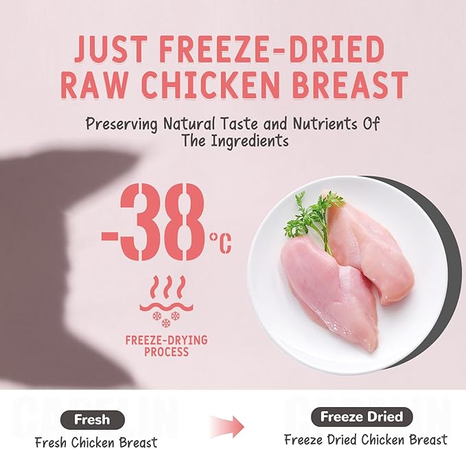 Freeze Dried Chicken Cats & Dogs Treats 80g, Single Ingredient, Premium Quality High Protein Training Treats, Low Fat for Weight Management, Grain Free, Gluten Free, Filler Free