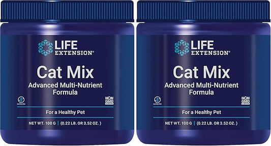 Life Extension Cat Mix,cat Food Supplements,Heart Health,probiotics,L-arginine,Taurine,B12,folic Acid,Vitamin C,Vitamin E,Rosemary,Nutrient Absorption,Gluten-Free,Non-GMO,85 Servings,(Pack of 2)