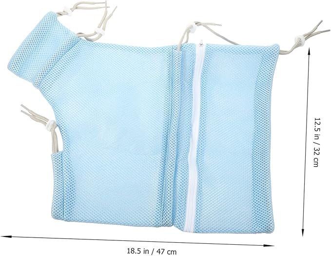 Happyyami Breathable Cat Bathing Bag Adjustable Mesh Grooming Bag for Nail Trimming Safe and Durable Shower Netting for Kittens and Pets Blue
