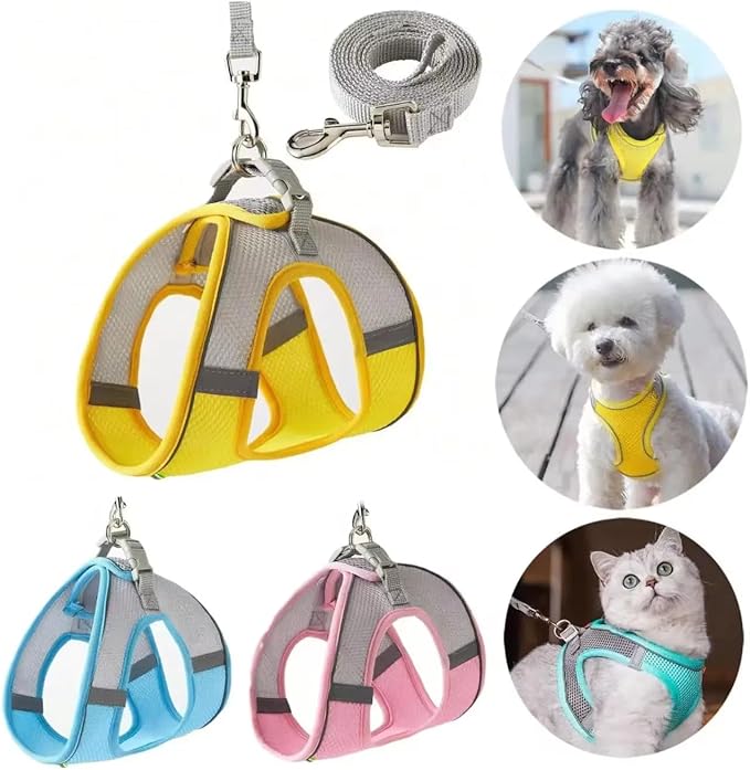 Escape Proof Dog Harness and Leash Set for Small Dogs Cats Puppy Harness Vest Reflective Kitten Walking Lead Leash Pet Supplies Xs 0.5-1.5 Kg/Pink