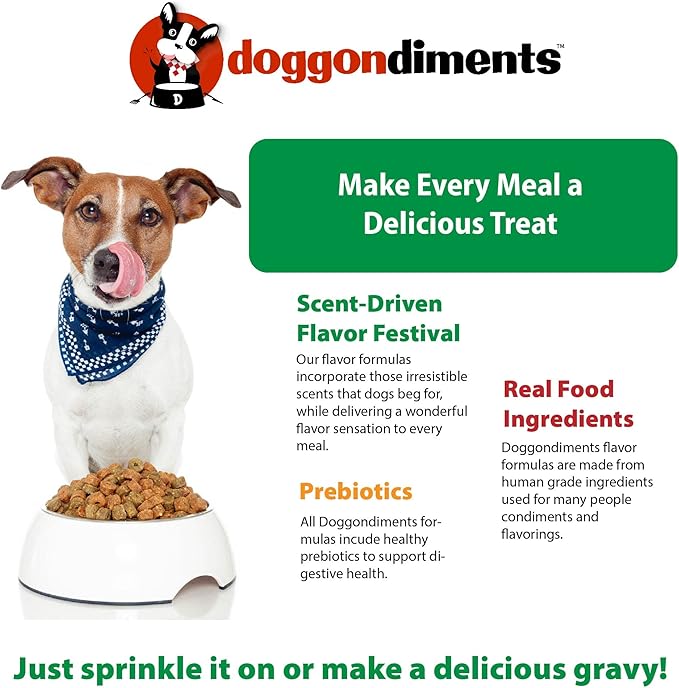 Nacho Cheesy Chip Dog Food Topper, Fun People Food Flavors, Powder, Small & Large Breeds, Made in USA