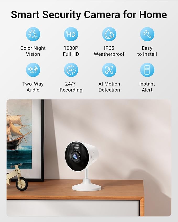 Rocktone 5G & 2.4G Indoor/Outdoor Security Camera for Home, Baby/Elder/Dog/Pet Camera with Phone App, WiFi Camera w/Spotlight Color Night Vision 2-Way Audio