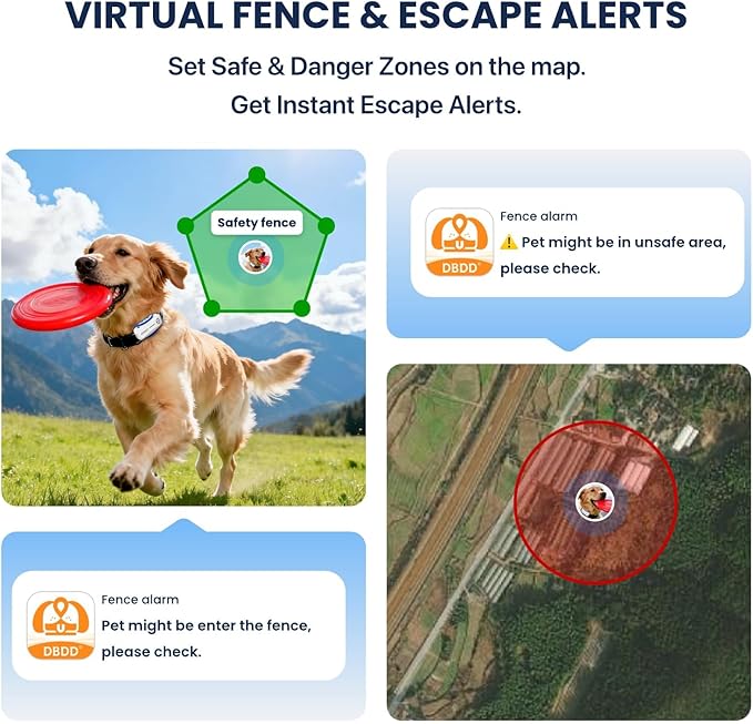AI GPS Tracker for Dogs, Real Time Location and AI Vet Health Management, Electronic Fence, Waterproof, iOS and Android Compatible (White)