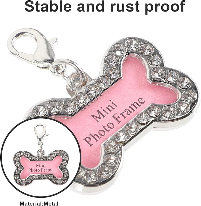 VOSAREA 2pcs Cute Pet Dog Id Tags Bone-Shaped with Pet Information Decorative Name Tags for Collars Pink Lightweight Supplies for Puppies and Cats