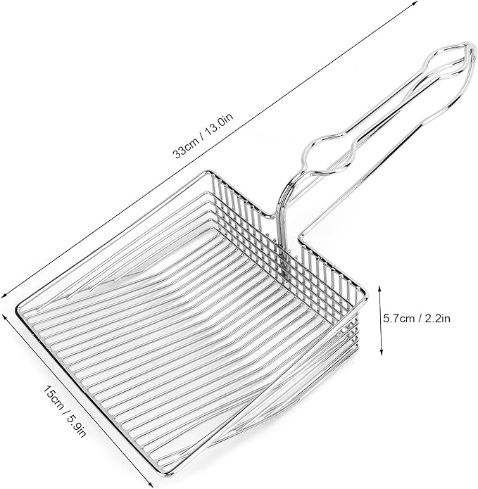 Tyenaza Pet Cat Litter Shovel, Cat Litter Scoop Stainless Steel Kitty Litter Metal Scooper for Small Pet Litter Boxes Cleaning