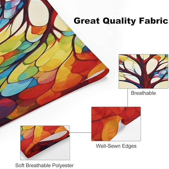 Dog Bandana Spring Pet Scarf Adjustable Triangle Colorful Tree of Life Printing Dog Bib Washable Polyester Puppy Bandana for Small Medium Large Dogs Cat Birthday Party Supplies
