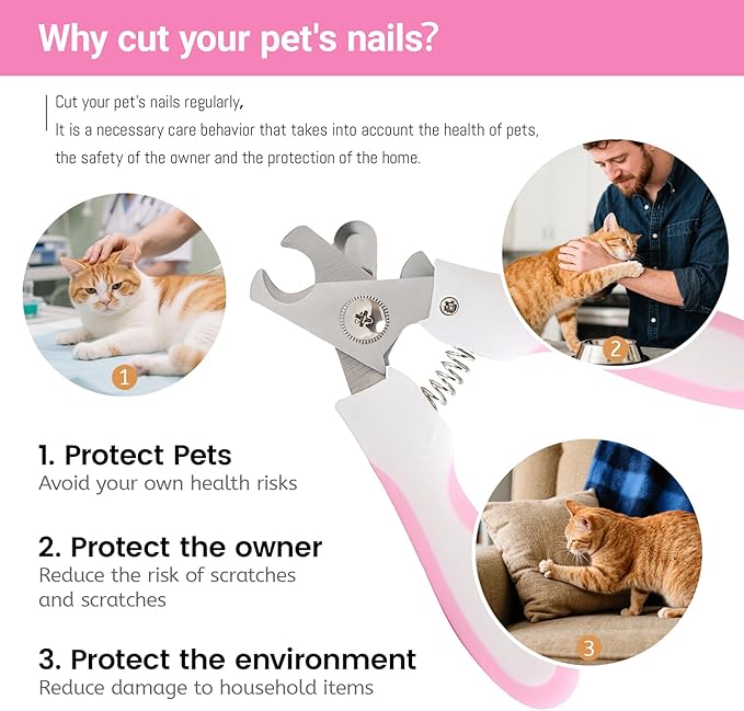 Pet Nail Clippers & Trimmers for Dogs & Cats - with Safety Guard & Free Nail File - Professional Pet Grooming Tool (Blue, Small)