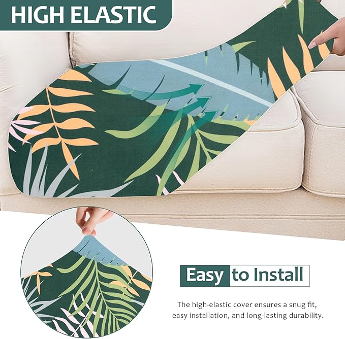 HANDONTIME Tropical Leaves Outdoor Cushion Covers 8pcs Olive Green Couch Cushion Covers Replacement Patio Couch Cover Sofa Cover Indoor Patio Cushion for Outdoor Furniture Washable, Cover Only