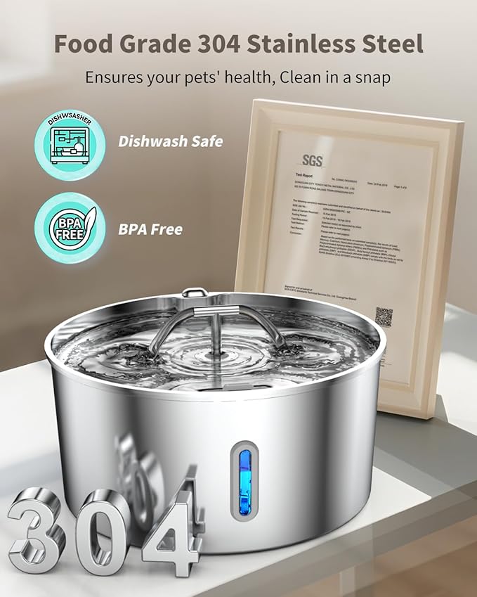 Dog Water Fountain Stainless Steel, 7L/236oz Dog Water Bowl Dispenser for Large Dogs, Automatic Cat Water Fountain