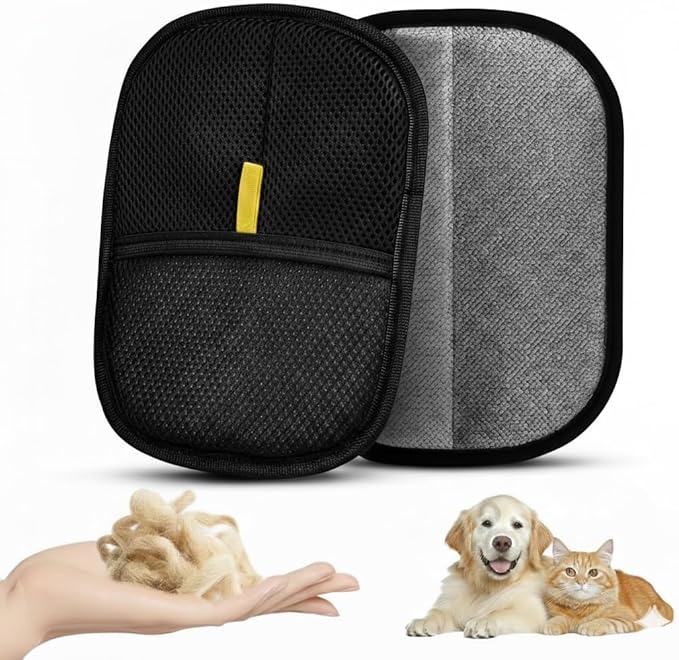 Pet Hair Remover Glove – 2‑Pack Reusable Electrostatic Fur Removal Mitt for Dog & Cat Hair on Furniture, Couch & Car Seats
