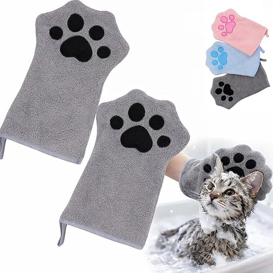 Paw Bathing Towel for Cats, Machine Washable and Reusable Pet Grooming Towels, Make Cleaning Paws Easy and Stress-Free, Gentle Cleansing & Soft, Comfortable for Daily Care & Travel (Gray)