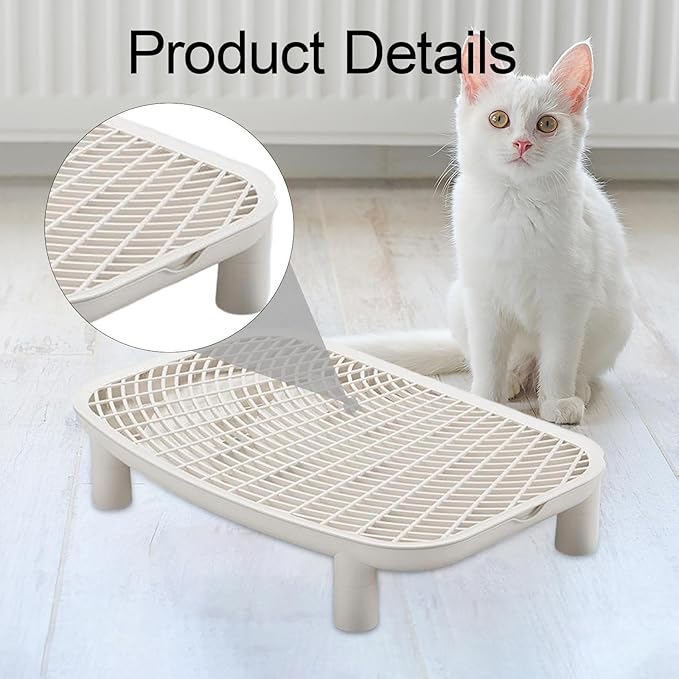 Cat Litter Trapping Mat Ramp Step Easy Clean Washable Non-Slip Footboard for Bathroom Lavatory 18.11x11.81x3.54 inch