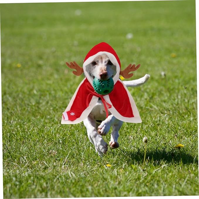 SOLUSTRE Christmas Dog Cloak with Fleece Hooded Pet Clothes XL Winter Costume Festive Pet Supplies for Dogs