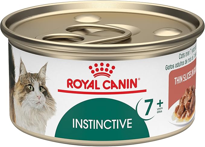 Royal Canin Feline Health Nutrition Instinctive 7+ Mature Thin Slices in Gravy Cat Food, 3 oz (Pack of 24)