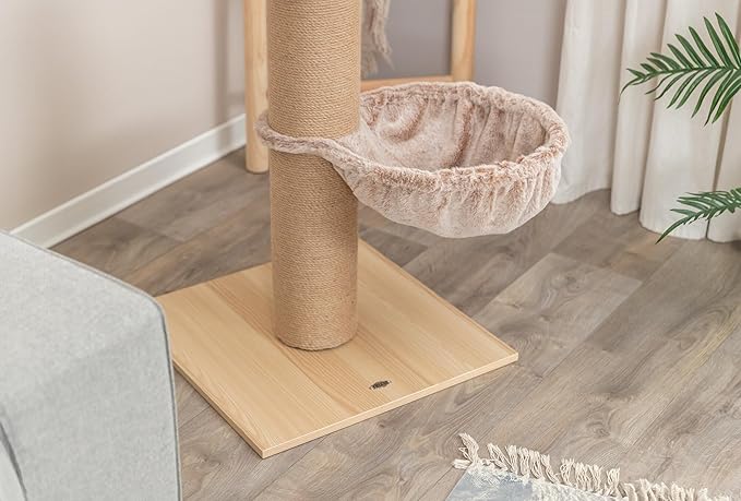 TRIXIE Mauricio Cat Tree – Cat Tower with Jute Posts, Cozy Bed & Large Platforms – Indoor Cat Furniture for Scratching & Climbing – Beige, 19.7" x 19.7" x 33.1"
