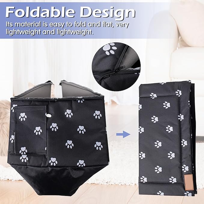 Fhiny Stray Cats Shelter, Waterproof Outdoor Cat House Foldable Warm Pet Cave for Winter Wild Animal Tent Bed Anti-Slip Kitten Cave for Feral Cat Dog Puppy Weatherproof Black (S:13.4"×11.8"×13.7")