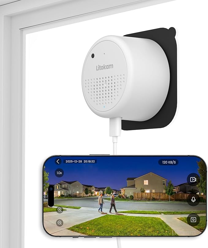 litokam Window Camera 3MP 2K, WiFi6 & 2.4GHz Indoor Cameras for Home Security with Al Color Night Vision, Person/Motion/Sound Detection & Real-Time Alerts, 24/7 Recording, 104° View Angle