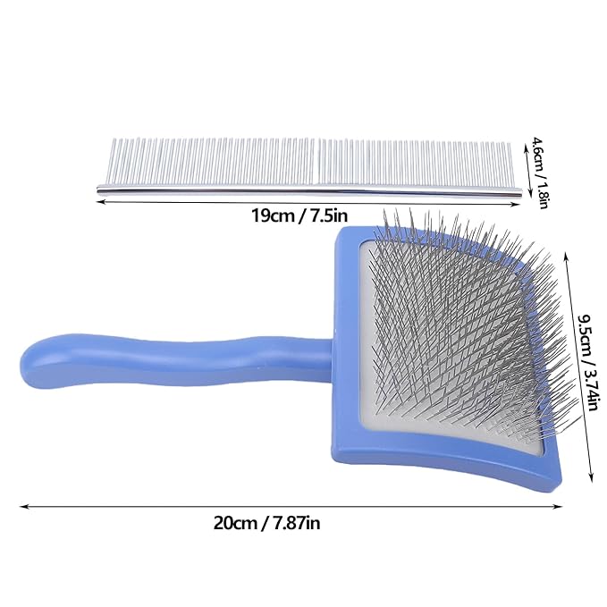 Pssopp Dog Cleaning and Grooming Supplies 20cm Professional Pets Undercoat Brush 45° Angle Grooming Shedding Comb for Remove Loose Promotes Hair Growth Slicker Brush for Dogs, (Blue)