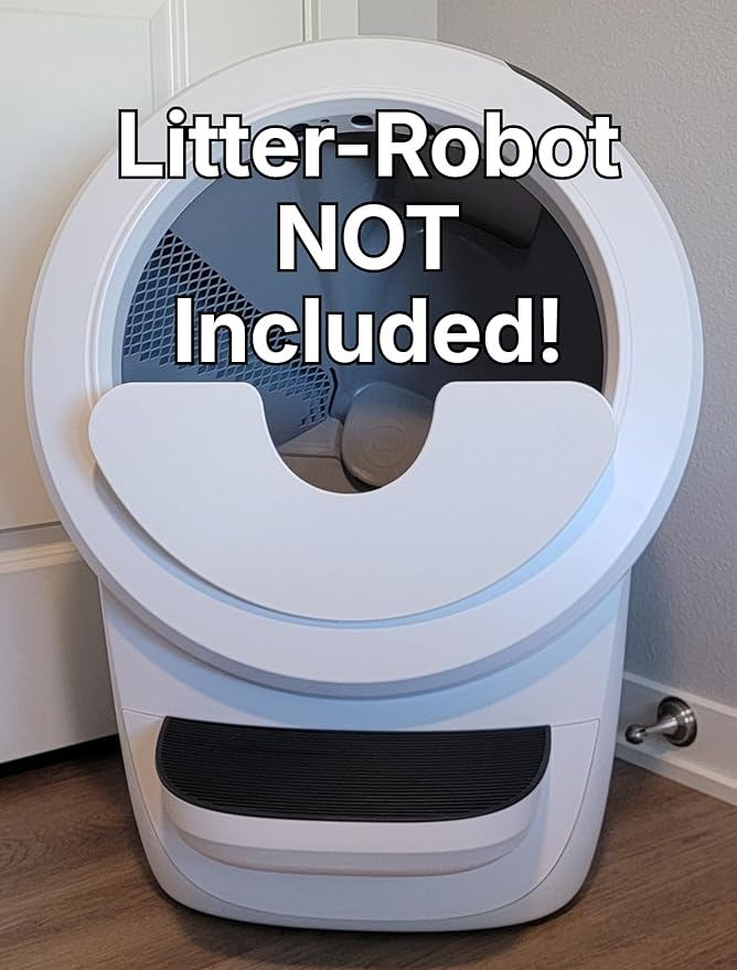 Max Shield for Litter-Robot 4 : Anti-Flicking, One-Piece Design - White (Black Max Shield w/Leveler)