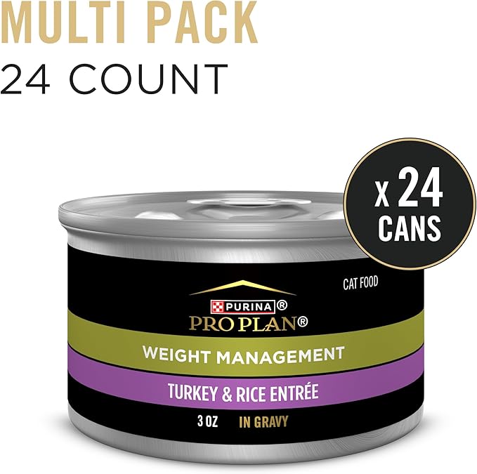 Purina Pro Plan Adult Weight Management Turkey and Rice Entree in Gravy Wet Cat Food 3 Ounce (Pack of 24)