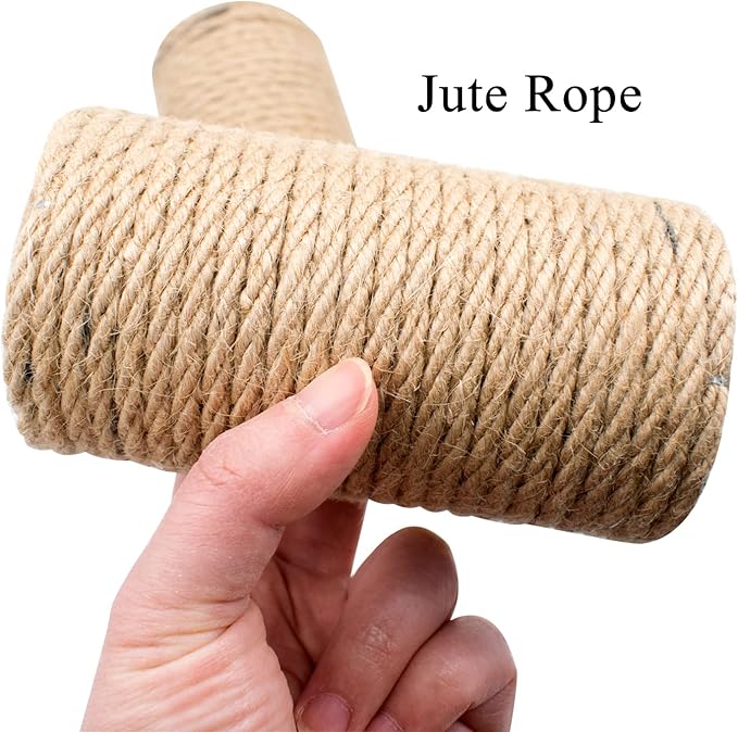 2 Pack Cat Scratching Posts Jute Rope Replacement Scratcher Refill Post for Cats Cube Tower Kittens Scratch Pole Perch Interactive Toys Carpeted Furniture Accessories Deterrent Tree 4.92'' (M8 Screws)
