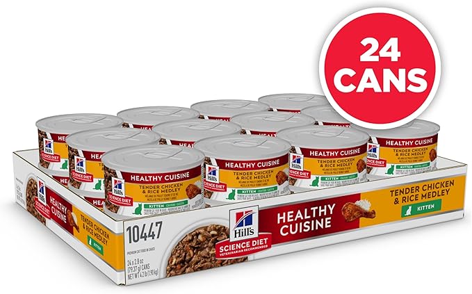 Hill's Science Diet Healthy Cuisine, Kitten, Great Taste, Wet Cat Food, Chicken & Rice Stew, 2.8 oz Can, Case of 24