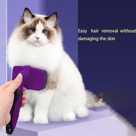 Self Cleaning Shedding Cat Brush - Skin Friendly Hair Removal And Grooming Tool Suitable For Cats And Dogs, Pet Hair Removal Tool Suitable For Shedding & Haired Pets(Purple,Small)