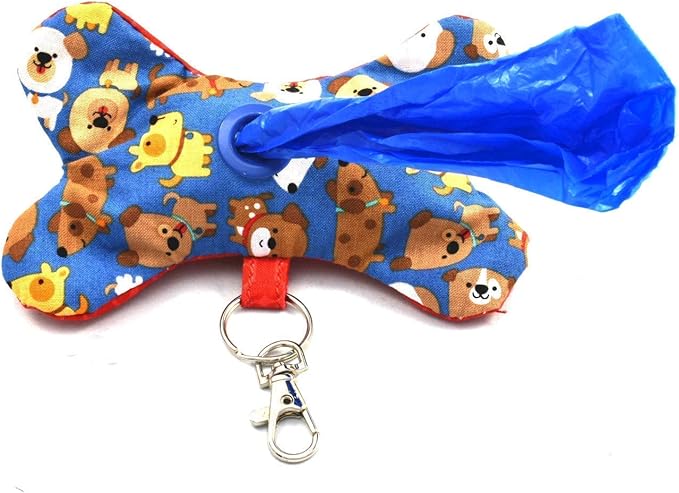Unique Bone Shaped Dog Poop Bag Dispenser Holder with Leash Clip for Pet Walking and Potty