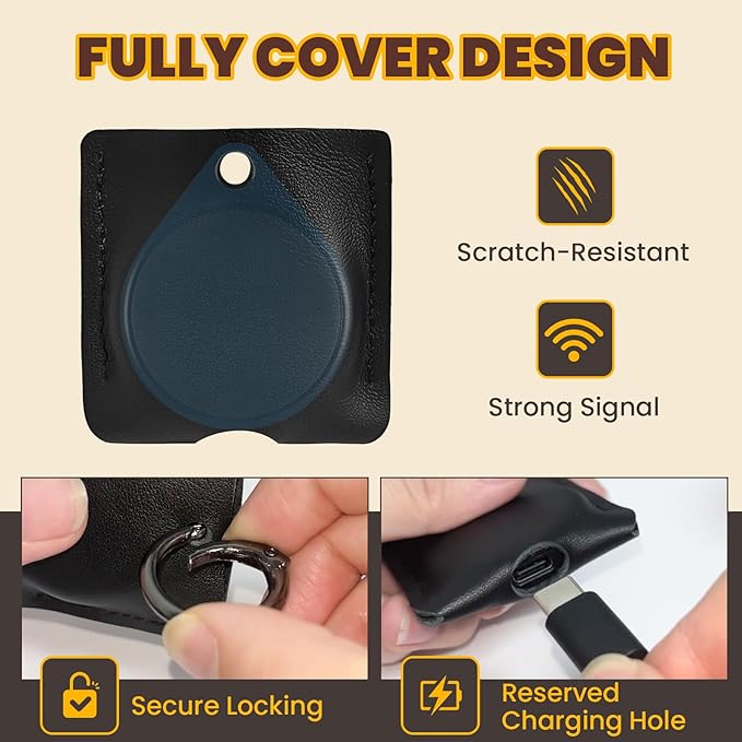 Yeahxing Case for Pebblebee Clip Universal, Leather Protective Cover Scratch-Resistant Shell for Pebblebee Tracker Tag