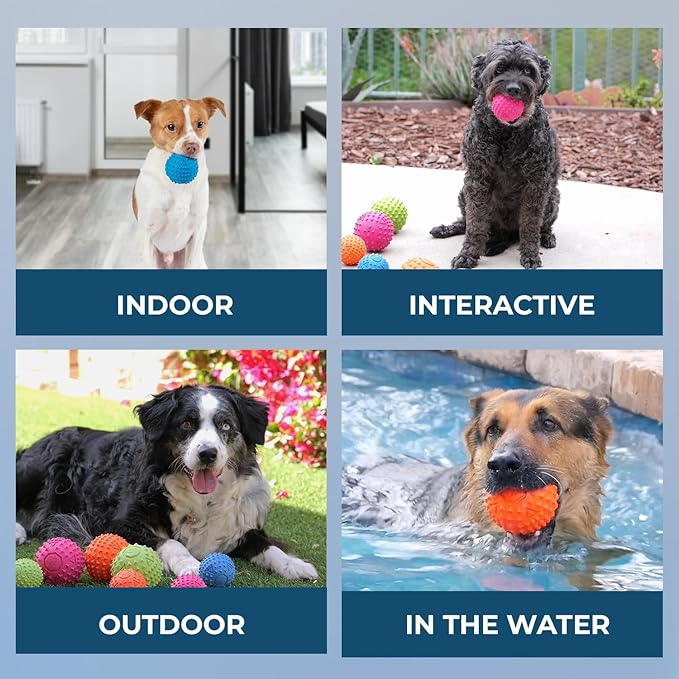 Best Pet Supplies Interactive Squeaky Dog Chew Toy, Ideal Dog Toys for Chewers, Small, Medium & Large Dogs, and Fetch Lovers - Fuchsia, Green, Blue, Orange, Medium 2.5"