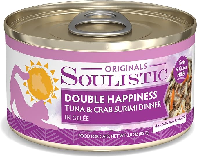 Soulistic Originals, Double Happiness Tuna and Crab Surimi Dinner in Gelée, 3oz Can, Pack of 12