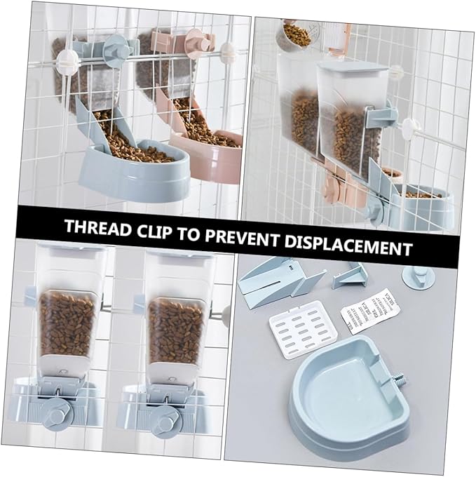 2l Hanging Automatic Pet Feeder with Food Dispenser, Sturdy Dog and Puppy Feeding Bowl for Cage and Crate Use, Blue Pattern Design for Indoor Pet Supplies